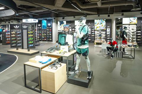 Products on display at Foot Locker, Paris